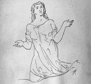 Grande attaque hystérique. Attitude d'extase. in J. Morin, L'hystérie et les superstitions religieuses. Paris, L'émancipatrice (Imprimerie communiste), 1902.