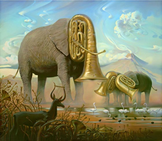 Vladimir Kush (1965- ). rêve éléphant. (s.d. trouvée).