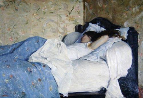 Federico Zandomeneghi (1841-1917) A letto, 1878. Firenze, Galleria d'arte moderna di Palazzo Pitti.