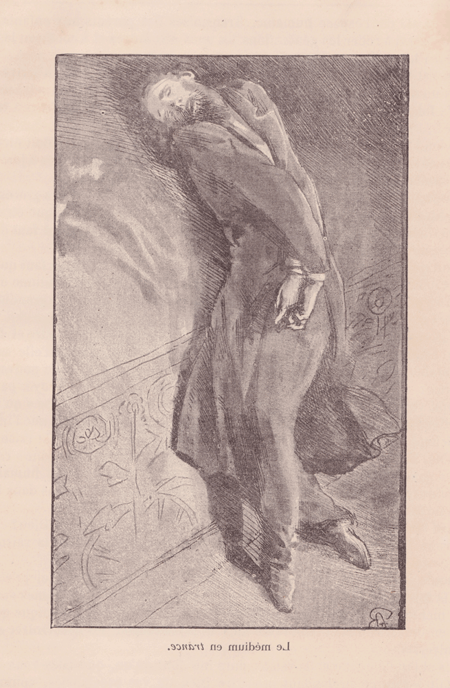 Médium en transe. Planche extraite du Compte-Rendu du  Congrès spirite 1890.