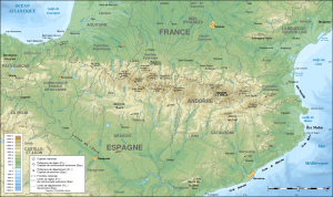 Pyrénées. Carte topographique.