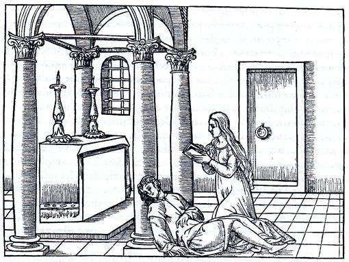 Poliphile s’évanouit devant Polia (S. de Poliphile, 1546, F°137v°) - J. Goujon, Jean (1510-1566) 1546.