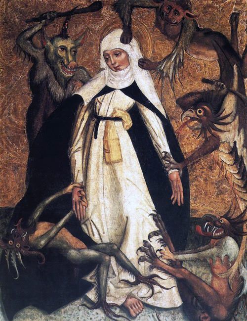 Carherine de Siena assaillie par les démons {artiste anonyme - vers 1500.