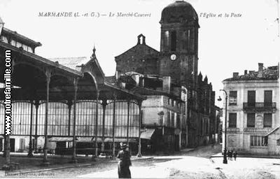 Marmande (Lot-et-Garonne). L-Eglise et la poste. CP.
