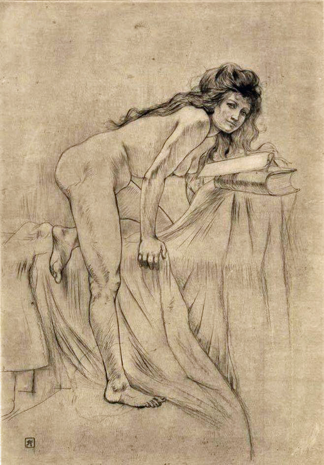  Armand Rassenfosse (1862-1934) - La jeune sorcière (1897). [Pointe sèche]